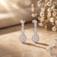 1.30 Ct Round Cut Lab Grown Diamond Geometric Dangle Earrings for Women White