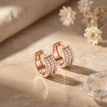2.00 Ct Round Cut Lab Grown Diamond Triple Row Hoop Earrings for Women Rose Gold