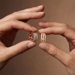 2.00 Ct Round Cut Lab Grown Diamond Triple Row Hoop Earrings for Women Rose Gold