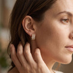 2.00 Ct Round Cut Lab Grown Diamond Triple Row Hoop Earrings for Women Gold