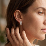 2.00 Ct Round Cut Lab Grown Diamond Triple Row Hoop Earrings for Women White