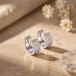 2.00 Ct Round Cut Lab Grown Diamond Triple Row Hoop Earrings for Women White
