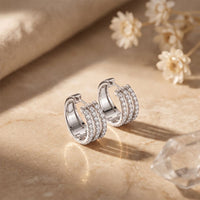 2.00 Ct Round Cut Lab Grown Diamond Triple Row Hoop Earrings for Women White
