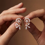0.40 Ct Round Cut Lab Grown Diamond Floral Vine Circle Drop Earrings Rose Gold