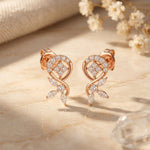 0.40 Ct Round Cut Lab Grown Diamond Floral Vine Circle Drop Earrings Rose Gold