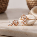 0.40 Ct Round Cut Lab Grown Diamond Floral Vine Circle Drop Earrings Rose Gold