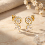 0.40 Ct Round Cut Lab Grown Diamond Floral Vine Circle Drop Earrings Gold