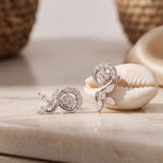 0.40 Ct Round Cut Lab Grown Diamond Floral Vine Circle Drop Earrings White
