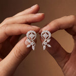 0.40 Ct Round Cut Lab Grown Diamond Floral Vine Circle Drop Earrings White