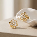 0.40 Ct Round Cut Lab Grown Diamond Flower Bloom Stud Earrings Gold