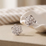 0.40 Ct Round Cut Lab Grown Diamond Flower Bloom Stud Earrings White