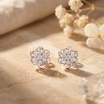 0.40 Ct Round Cut Lab Grown Diamond Flower Bloom Stud Earrings White