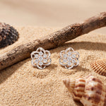 0.40 Ct Round Cut Lab Grown Diamond Flower Bloom Stud Earrings White