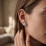 0.40 Ct Round Cut Lab Grown Diamond Flower Bloom Stud Earrings White