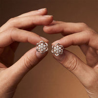 0.40 Ct Round Cut Lab Grown Diamond Flower Bloom Stud Earrings White
