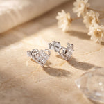 0.40 Ct Princess Cut Lab Grown Diamond Heart Frame Stud Earrings White