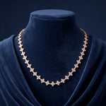 19.80 Ct Round Cut Lab Grown Diamond Blossom Link Necklace for Women Rose Gold