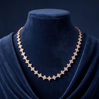 19.80 Ct Round Cut Lab Grown Diamond Blossom Link Necklace for Women Rose Gold