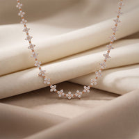 19.80 Ct Round Cut Lab Grown Diamond Blossom Link Necklace for Women Rose Gold