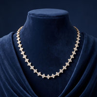 19.80 Ct Round Cut Lab Grown Diamond Blossom Link Necklace for Women Gold