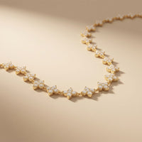 19.80 Ct Round Cut Lab Grown Diamond Blossom Link Necklace for Women Gold