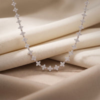 19.80 Ct Round Cut Lab Grown Diamond Blossom Link Necklace for Women White