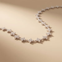 19.80 Ct Round Cut Lab Grown Diamond Blossom Link Necklace for Women White