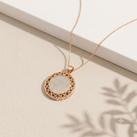 1.15CTW Round Pave Lab Grown Diamond Geometric Medallion Pendant for Women Rose Gold