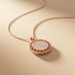 1.15CTW Round Pave Lab Grown Diamond Geometric Medallion Pendant for Women Rose Gold