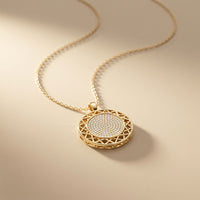 1.15CTW Round Pave Lab Grown Diamond Geometric Medallion Pendant for Women Gold