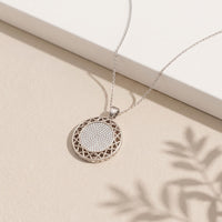 1.15CTW Round Pave Lab Grown Diamond Geometric Medallion Pendant for Women White