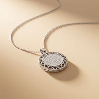 1.15CTW Round Pave Lab Grown Diamond Geometric Medallion Pendant for Women White