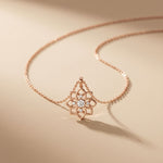 0.45CTW Round Cut Lab Grown Diamond Floral Blossom Pendant Necklace for Women Rose Gold