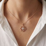 0.45CTW Round Cut Lab Grown Diamond Floral Blossom Pendant Necklace for Women Rose Gold