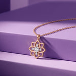 0.45CTW Round Cut Lab Grown Diamond Floral Blossom Pendant Necklace for Women Rose Gold