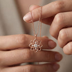 0.45CTW Round Cut Lab Grown Diamond Floral Blossom Pendant Necklace for Women Rose Gold