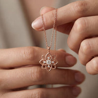 0.45CTW Round Cut Lab Grown Diamond Floral Blossom Pendant Necklace for Women Rose Gold