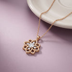 0.45CTW Round Cut Lab Grown Diamond Floral Blossom Pendant Necklace for Women Rose Gold
