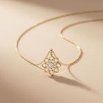 0.45CTW Round Cut Lab Grown Diamond Floral Blossom Pendant Necklace for Women Gold