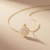 0.45CTW Round Cut Lab Grown Diamond Floral Blossom Pendant Necklace for Women Gold