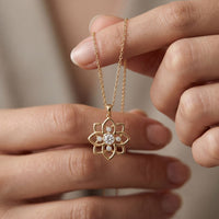 0.45CTW Round Cut Lab Grown Diamond Floral Blossom Pendant Necklace for Women Gold