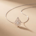 0.45CTW Round Cut Lab Grown Diamond Floral Blossom Pendant Necklace for Women White