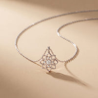 0.45CTW Round Cut Lab Grown Diamond Floral Blossom Pendant Necklace for Women White