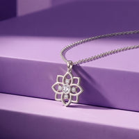 0.45CTW Round Cut Lab Grown Diamond Floral Blossom Pendant Necklace for Women White