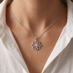 0.45CTW Round Cut Lab Grown Diamond Floral Blossom Pendant Necklace for Women White