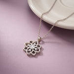 0.45CTW Round Cut Lab Grown Diamond Floral Blossom Pendant Necklace for Women White