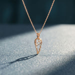 0.05CTW Round Cut Lab Grown Diamond Angel Wing Heart Pendant Necklace for Women Rose Gold