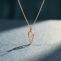 0.05CTW Round Cut Lab Grown Diamond Angel Wing Heart Pendant Necklace for Women Rose Gold