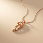 0.05CTW Round Cut Lab Grown Diamond Angel Wing Heart Pendant Necklace for Women Rose Gold