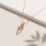 0.05CTW Round Cut Lab Grown Diamond Angel Wing Heart Pendant Necklace for Women Rose Gold